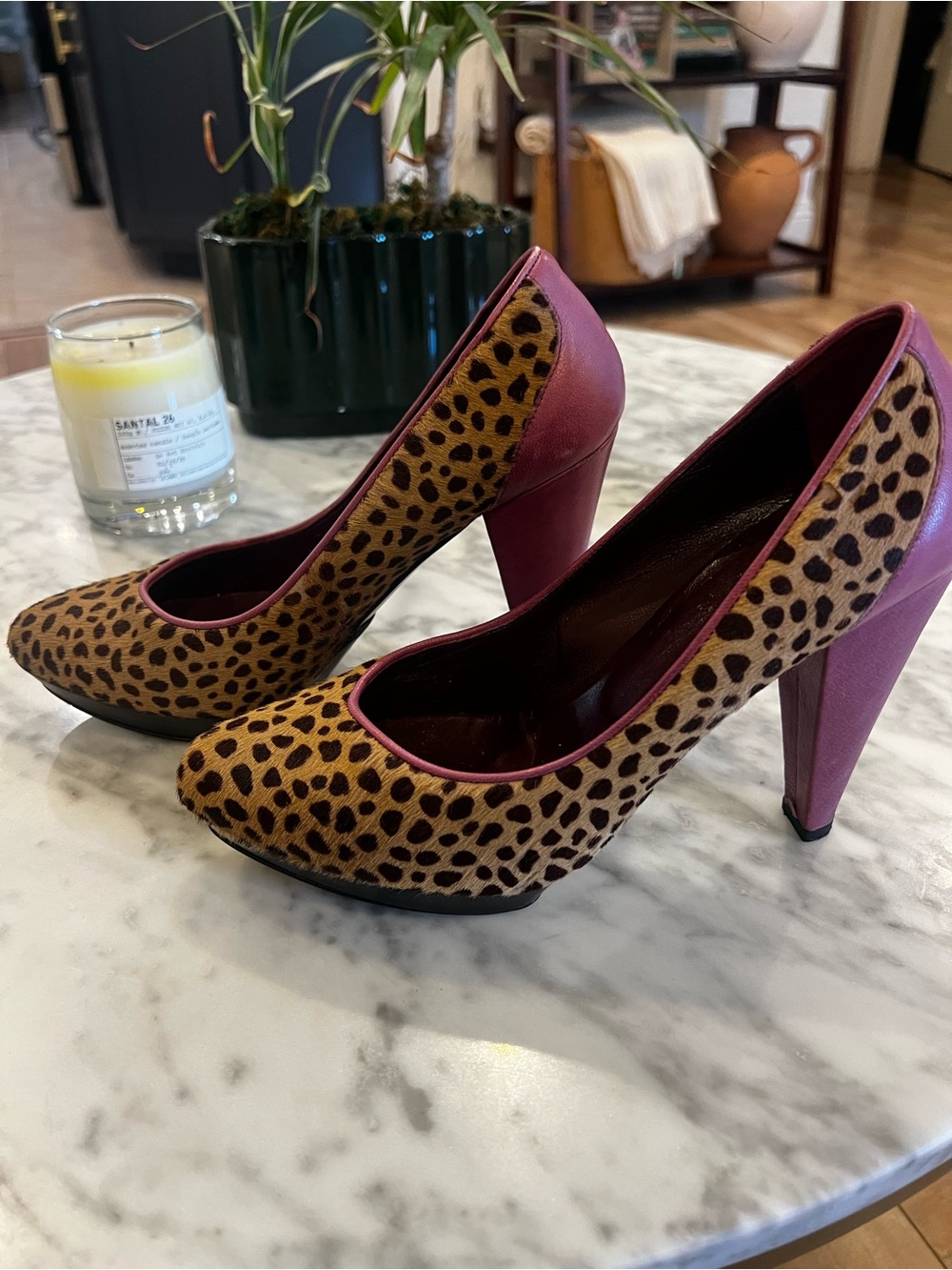 Botkier Leopard Print Pumps with Mauve Trim